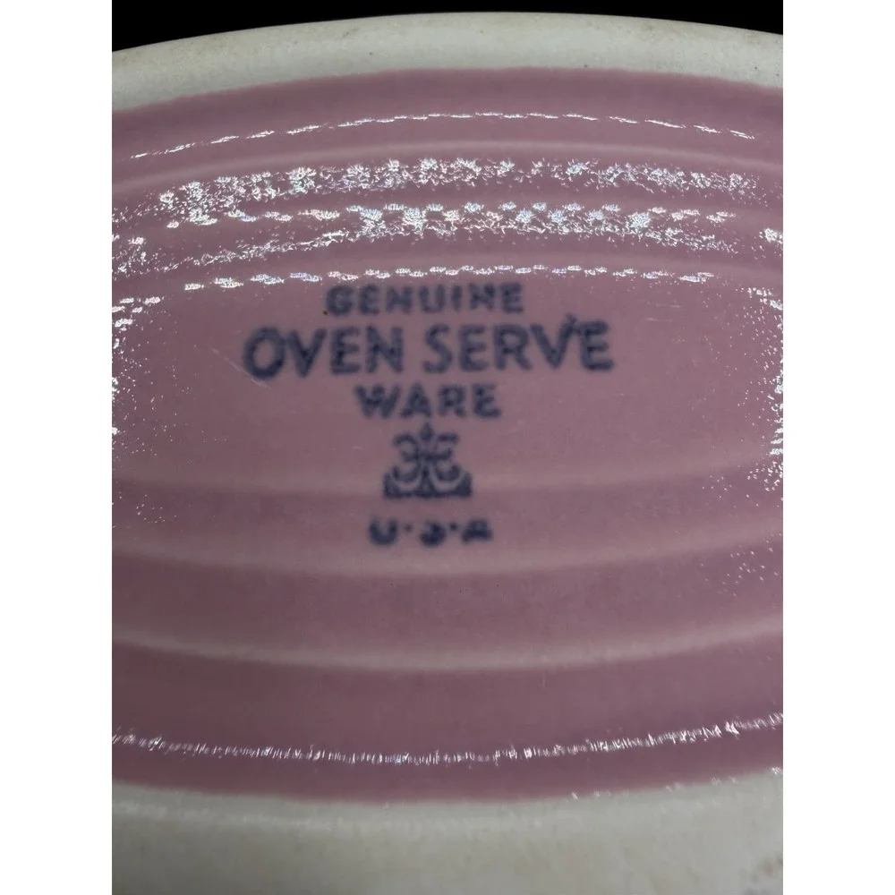 🌸🍽️ Vintage Home Laughlin Oven Serve Pink Embossed Oval Dish – USA Pottery 🍽️
